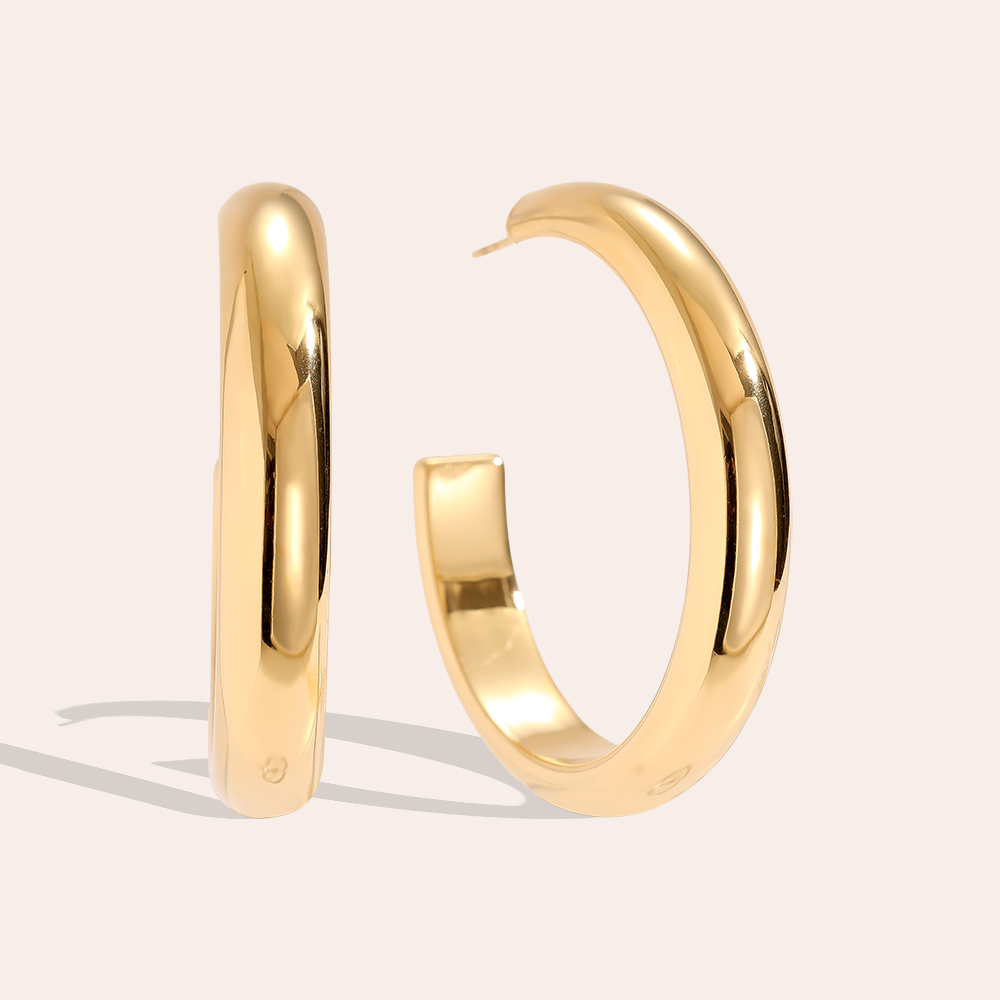 4cm casual half hoop stainless steel earrings     