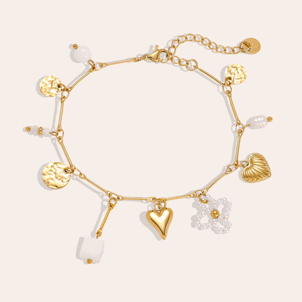 17cm heart and flower stainless steel bracelet  