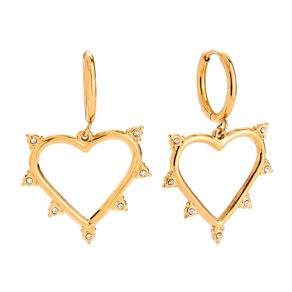 Stainless steel earrings 40mm Mini Diamond Around Heart