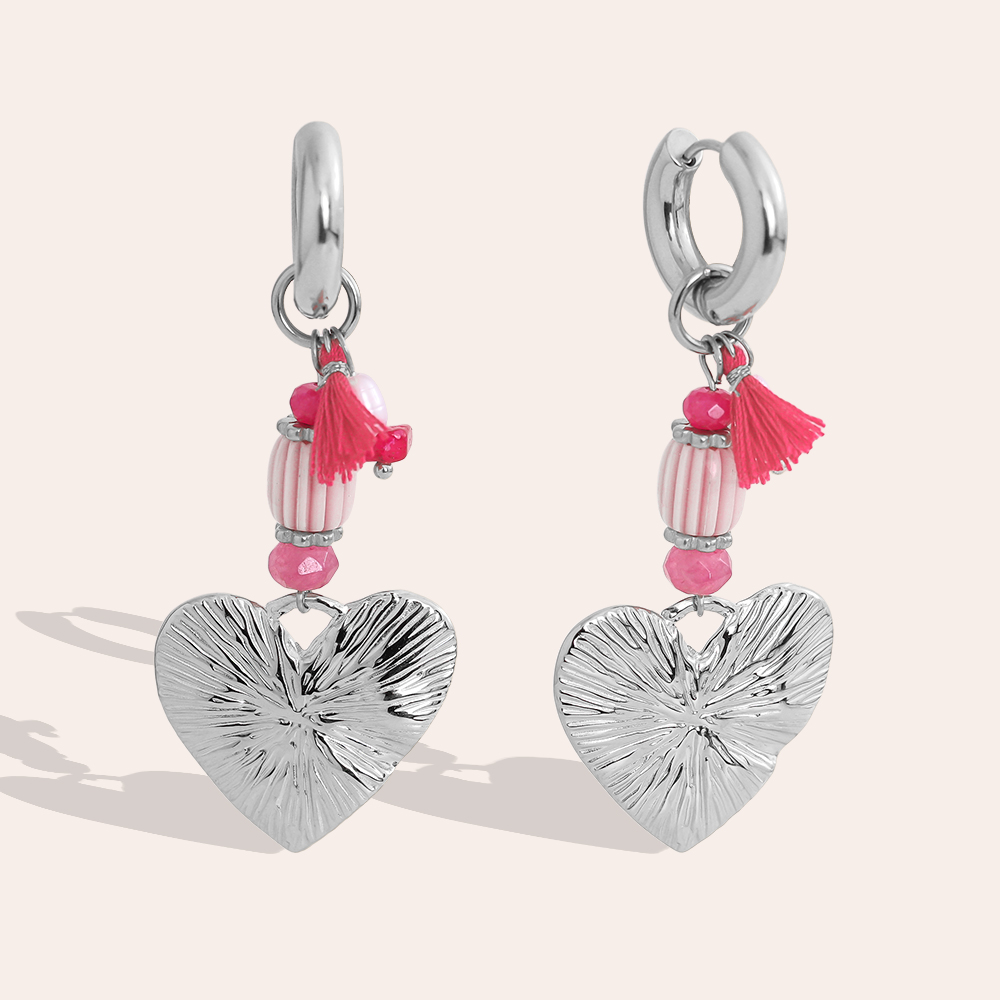 60*25mm ceramic heart stainless steel earrings 