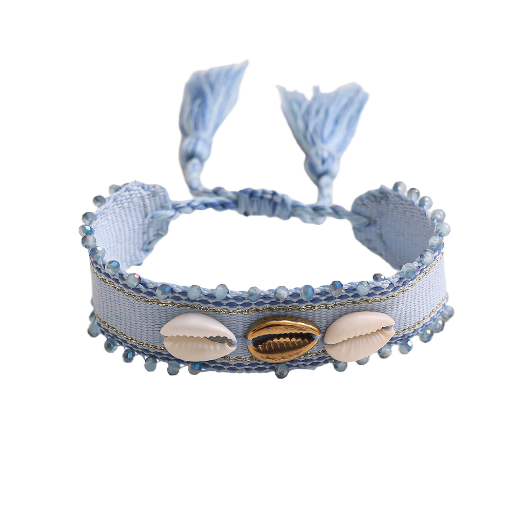 Shell on a polyester bag Stainless steel bracelet