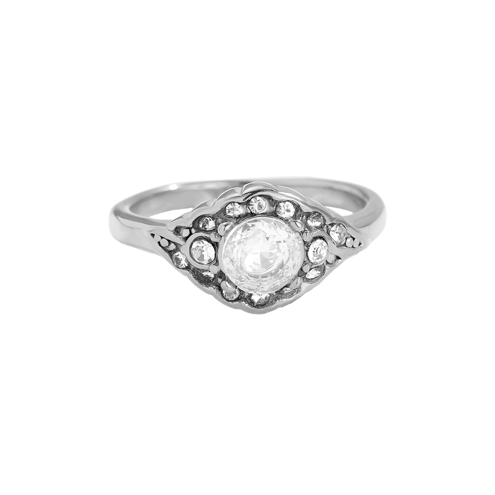 Stainless steel ring Vintage Look Diamond