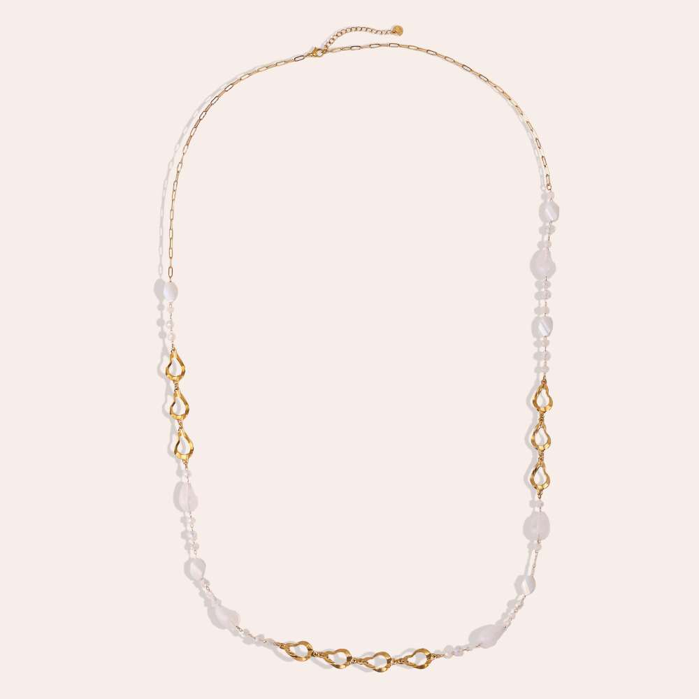 97cm resin drop and gold drop stainless steel necklace     