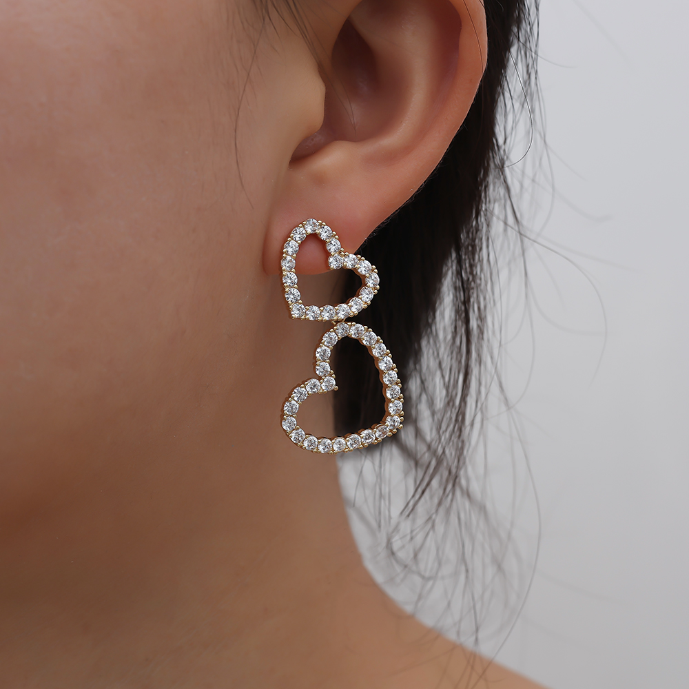 38mm Sparkling Heart Gold-plated Earrings