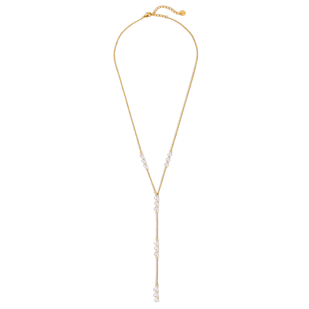 Stainless steel necklace 41cm drop-shaped zirconia