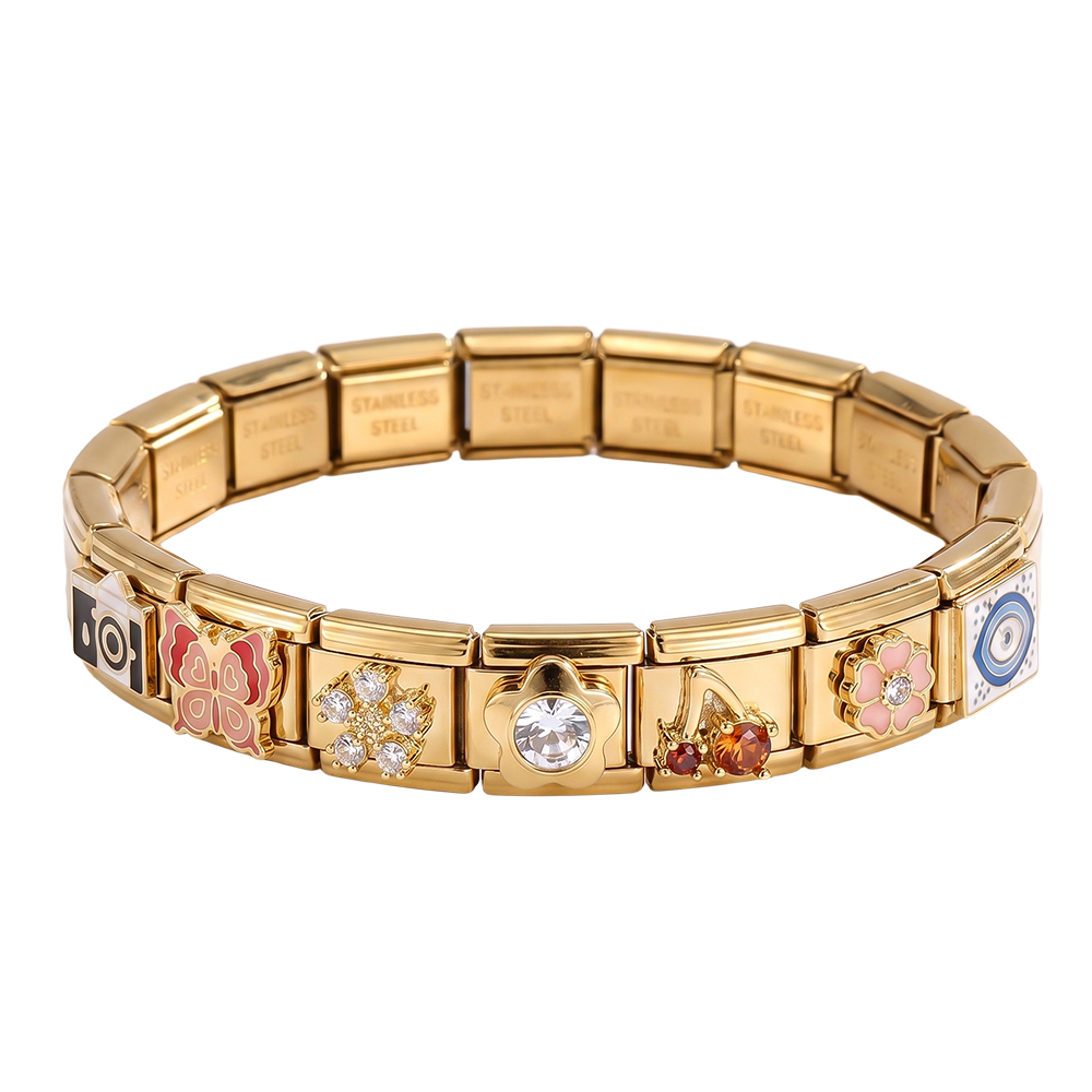 adjustable modular charms stainless steel bracelet    