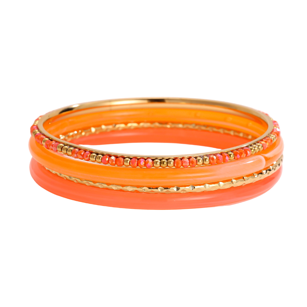 6.5cm wide 4-piece acrylic stainless steel bangle set 