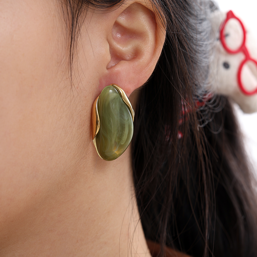 35mm Nice Resin Stainless Steel Earrings   