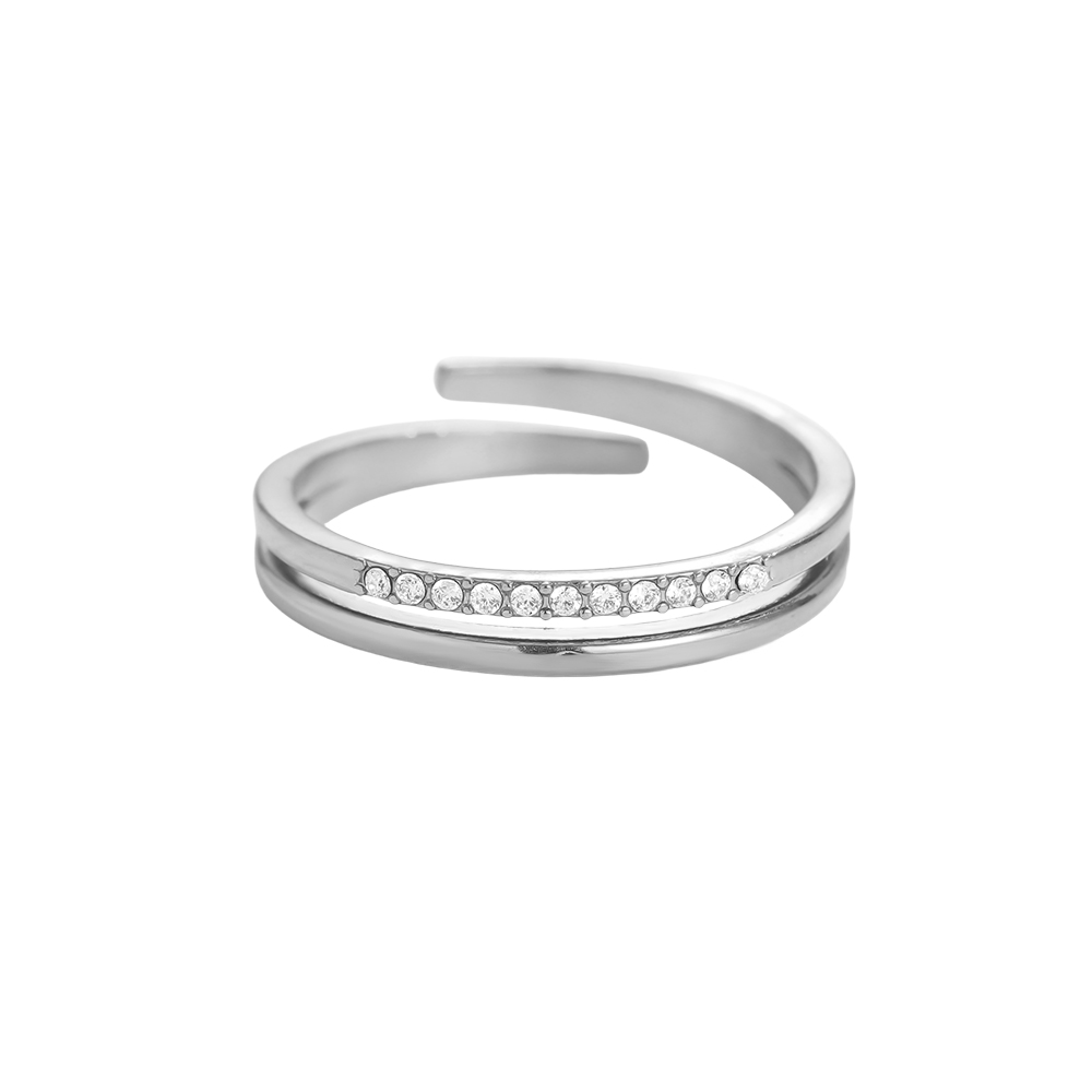 Easy Wraparound Diamond Stainless Steel Ring    