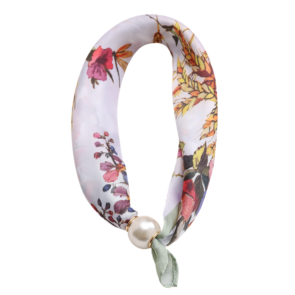 43cm Stylish floral pattern beaded scarf 