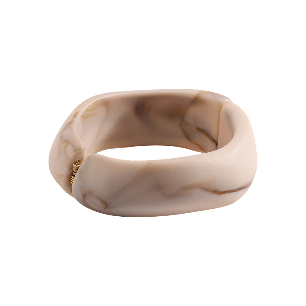Stainless steel bangle Adjustable oval resin