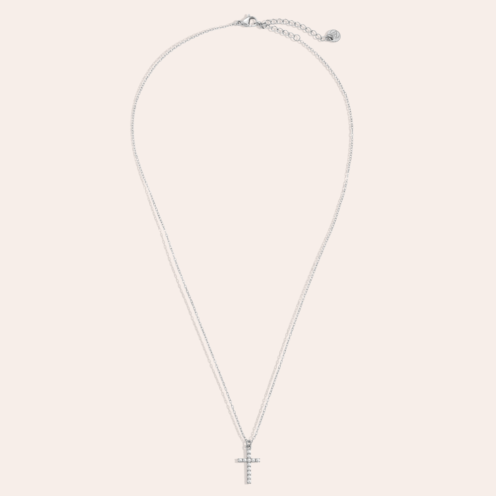 40cm pearl cross stainless steel necklace    