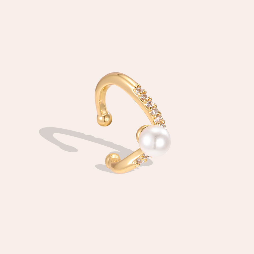 Gold-plated ear cuffs 15mm zirconia small pearl
