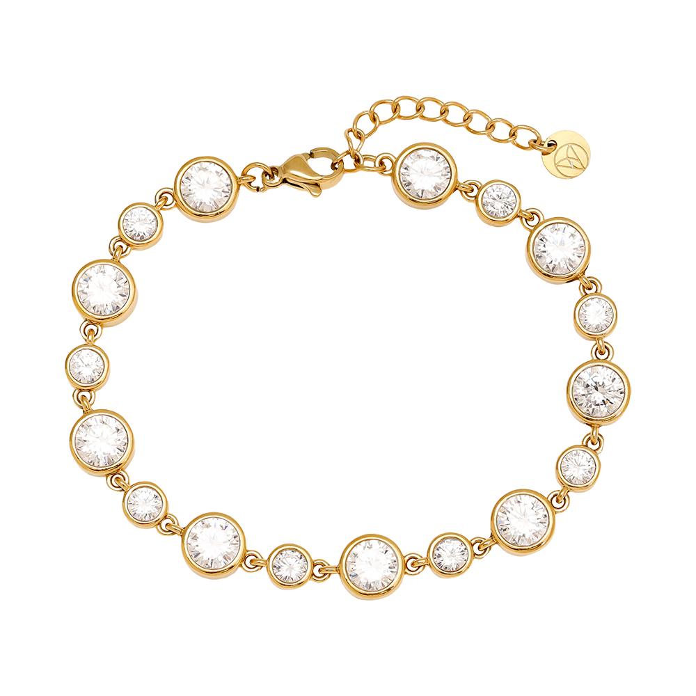 16cm Fancy Round Diamond Chain stainless steel bracelet   