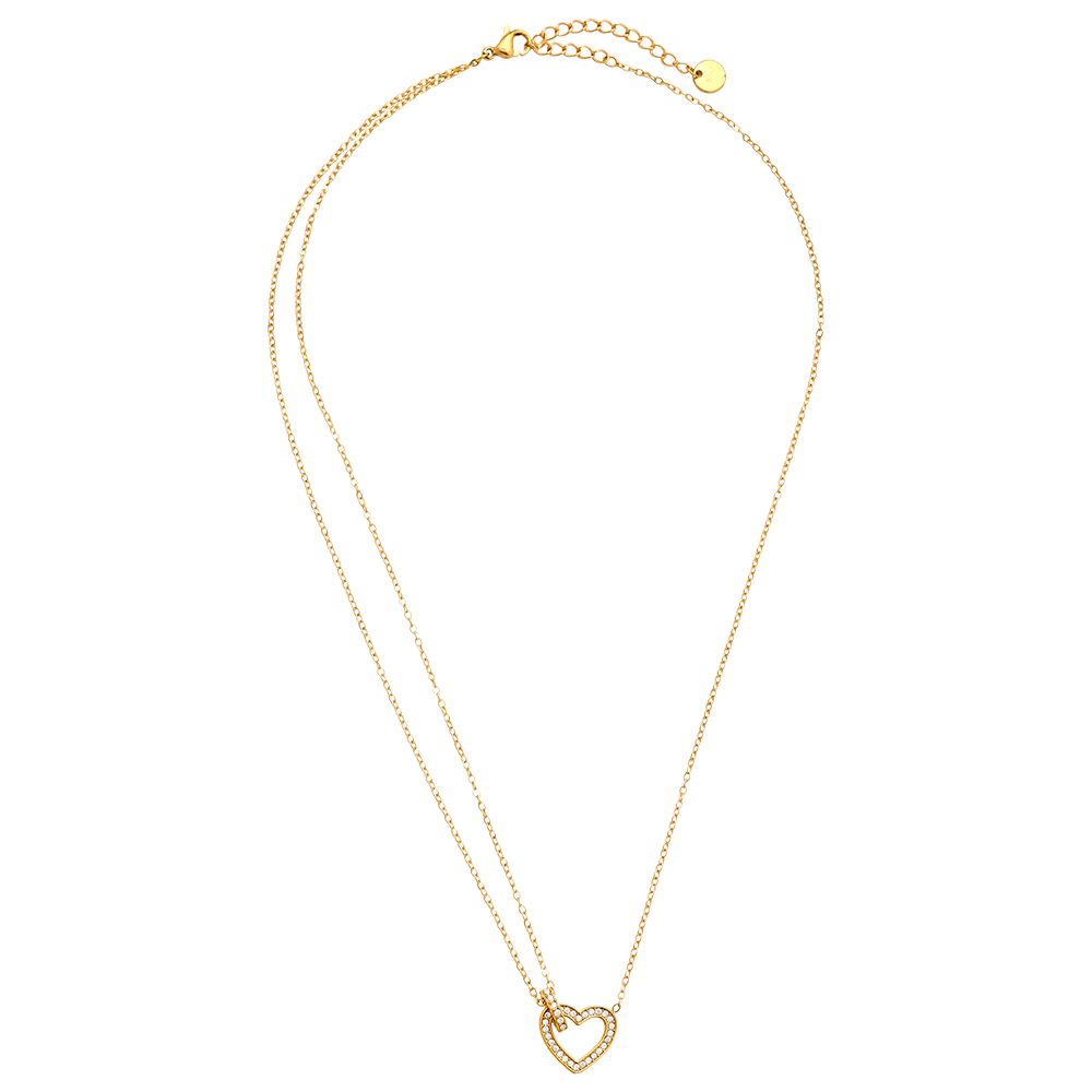 40cm zirconia heart stainless steel necklace    