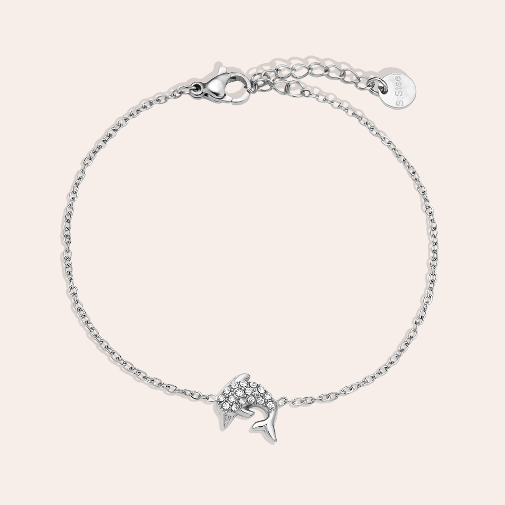 17cm Diamond Dolphin stainless steel bracelet    