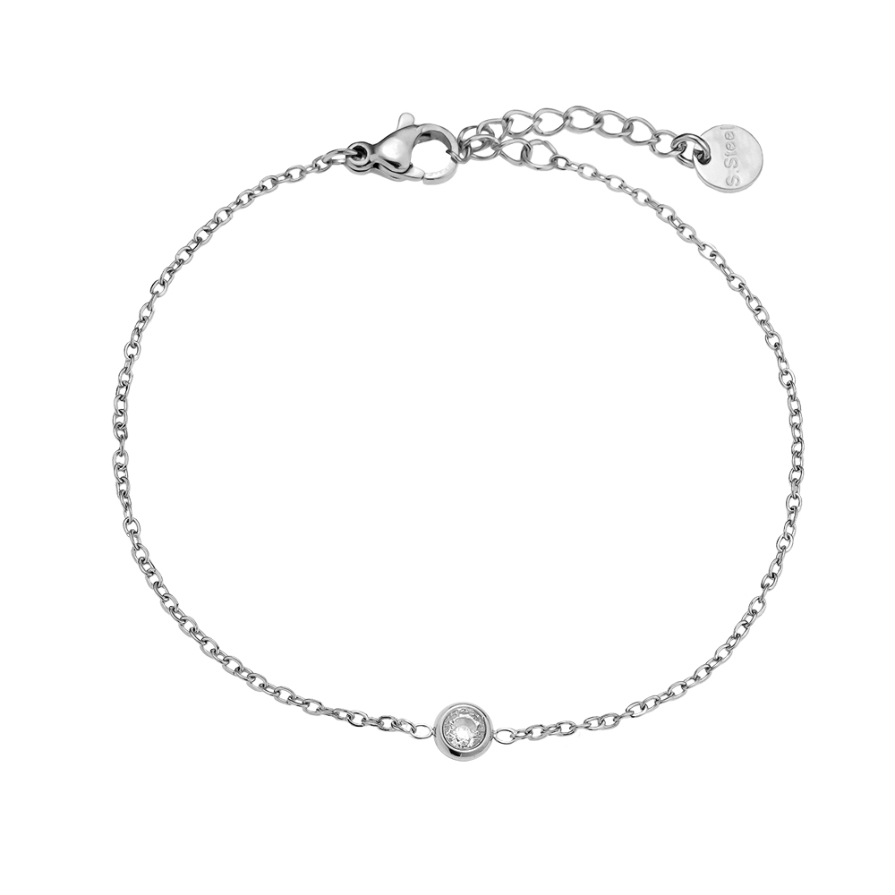 16cm minimalist zirconia stainless steel bracelet