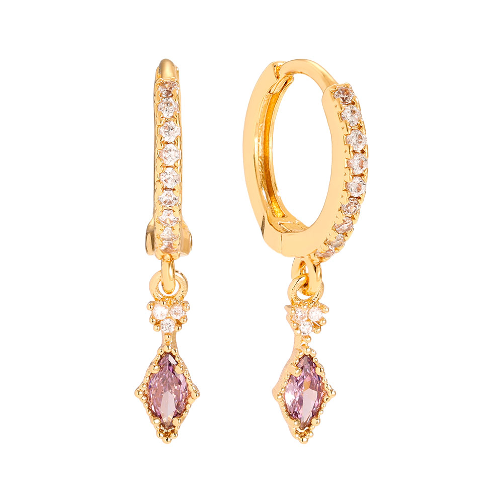 2.5cm Violet Diamond Gold-Plated Earrings      