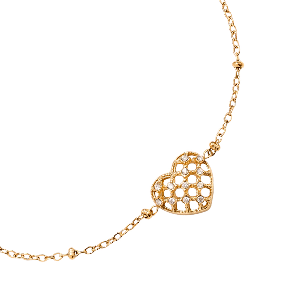 17cm Pretty Diamond Heart stainless steel bracelet   