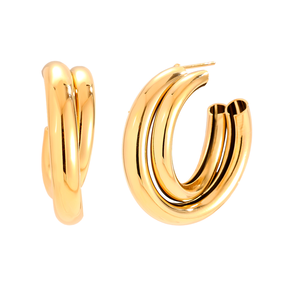 28mm Two Hoop Stainless Steel Earrings    