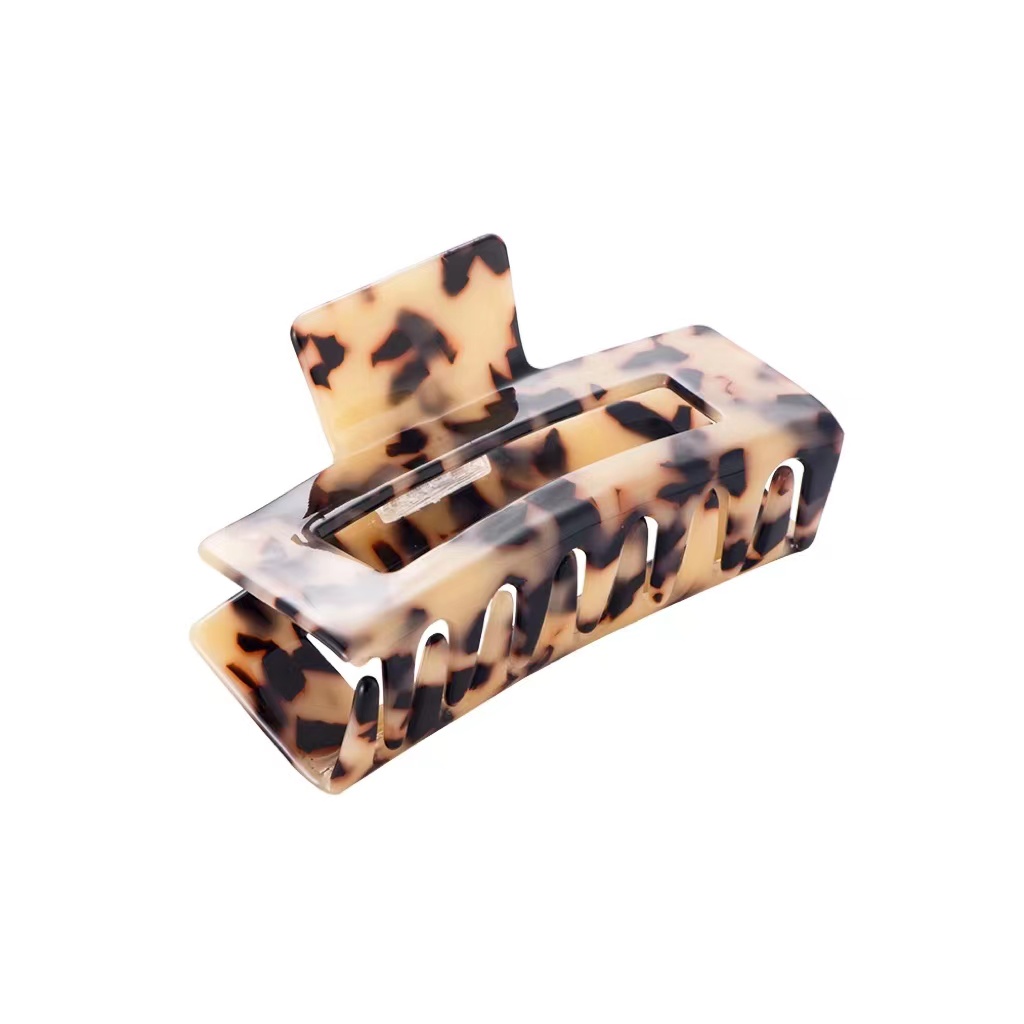 Smoky Light Leopard acrylic square hair clip   