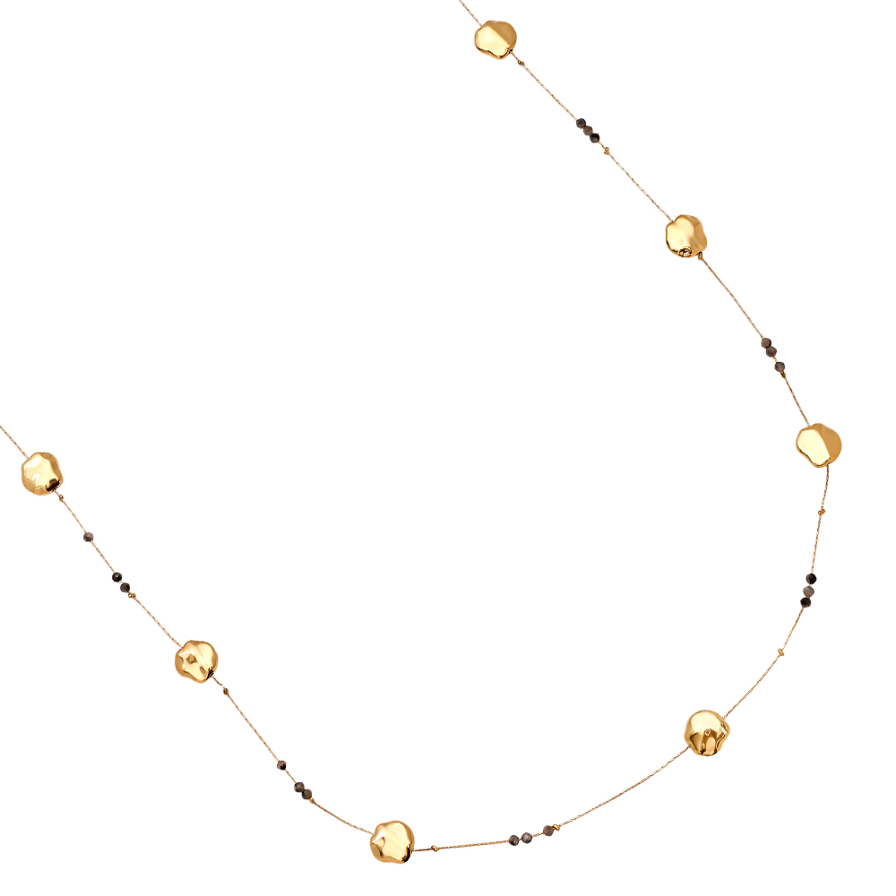 80cm Uneven Plate And Labradorite Stainless Steel Necklace   80cm Uneven Plate And Labradorite Stainless Steel Necklace