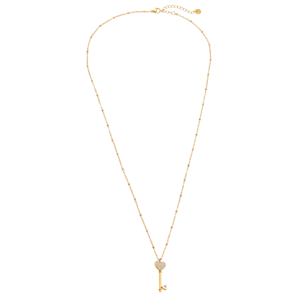 60cm Diamond Heart Key stainless steel necklace     