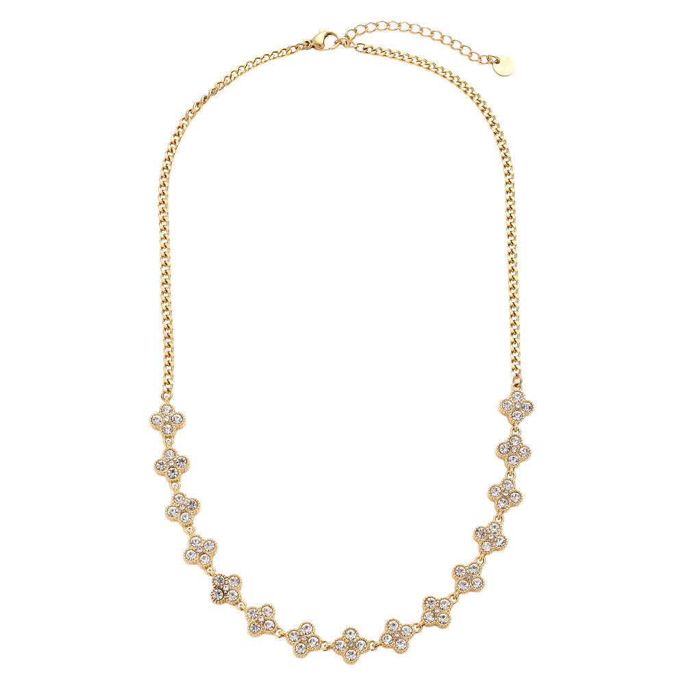 40cm Diamond Half Lucky Flowers stainless steel necklace