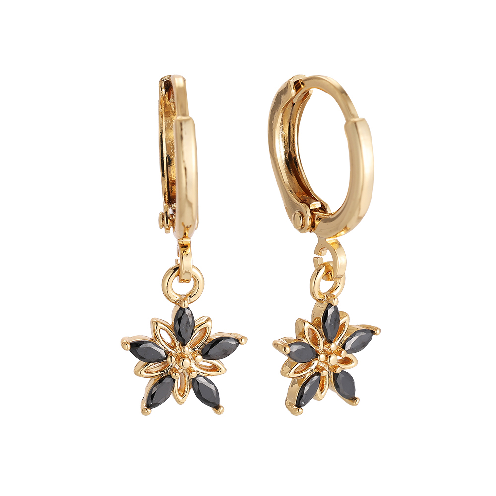 Gold-plated Diamond And Hollow Flower earrings