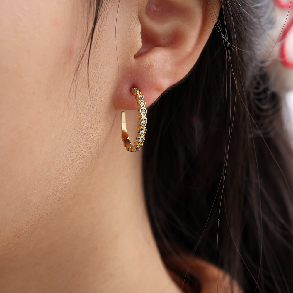 2.2cm Mini Hearts Hoop Stainless Steel Earrings        