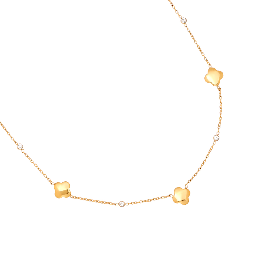 39cm Luckly Flower Plate stainless steel necklace 