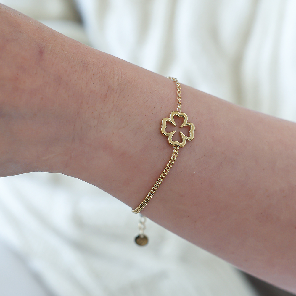 16cm Plain flower stainless steel bracelet       