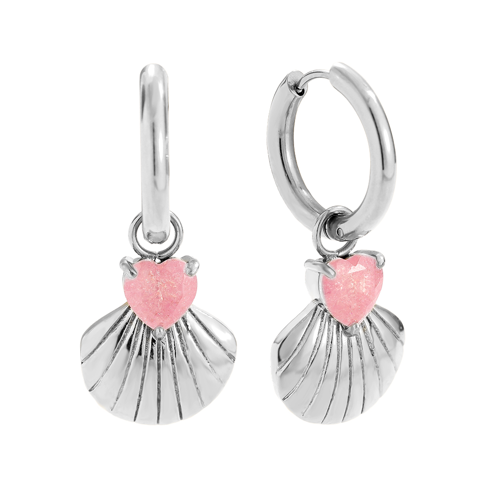 4.2cm Two Hearts Diamond Stainless Steel Earrings