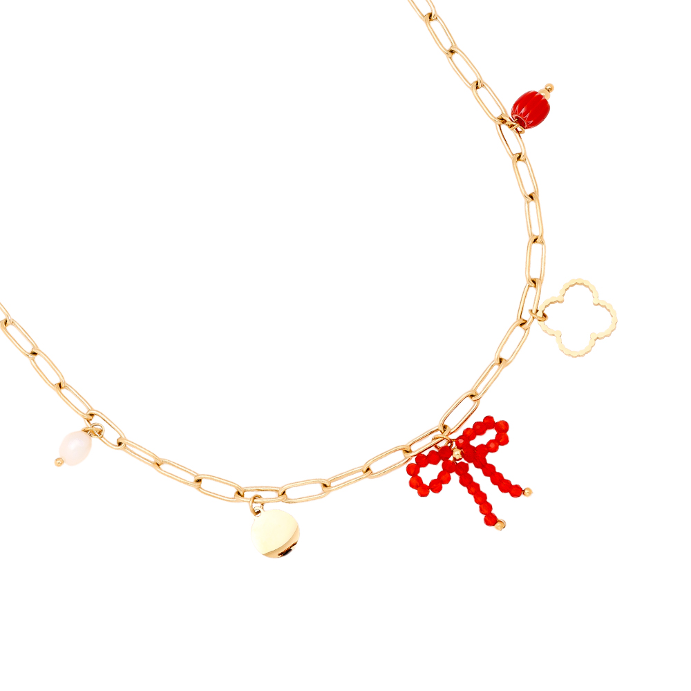 43cm Sweet Various Charms stainless steel necklace       