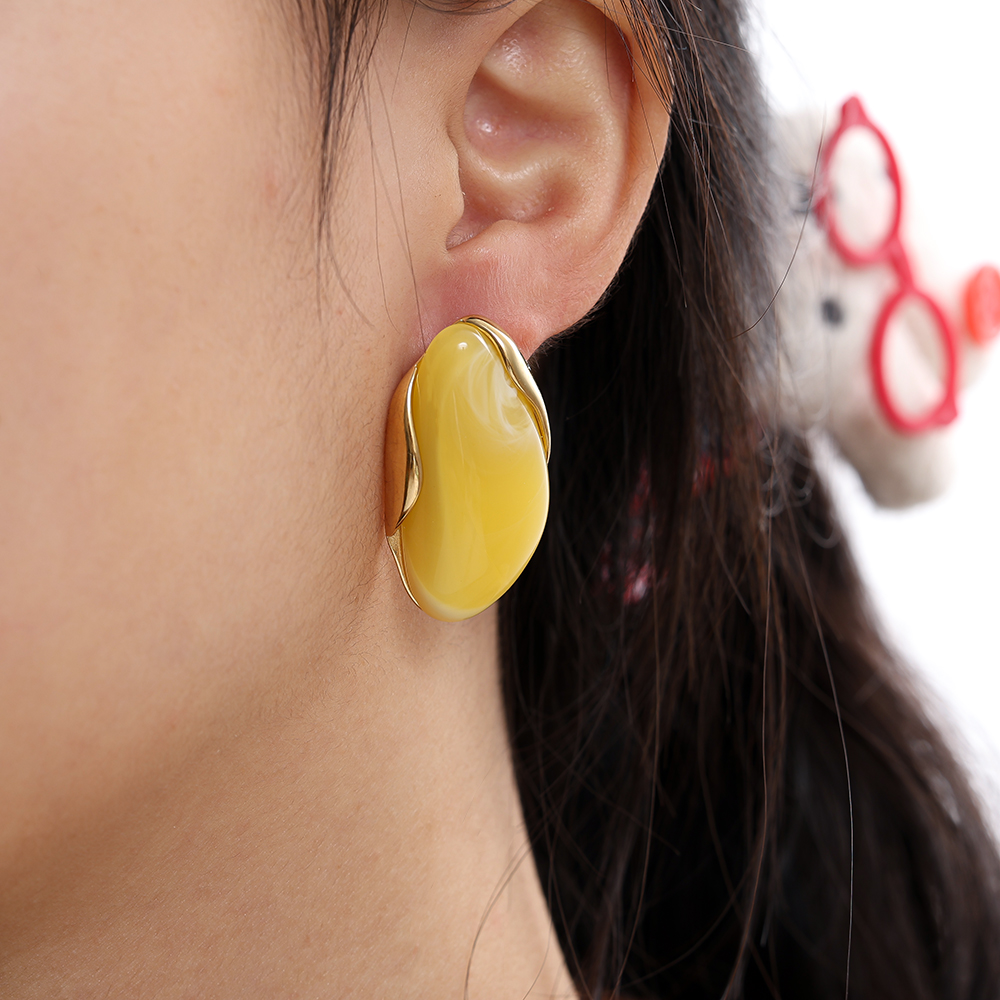 35mm Nice Resin Stainless Steel Earrings   