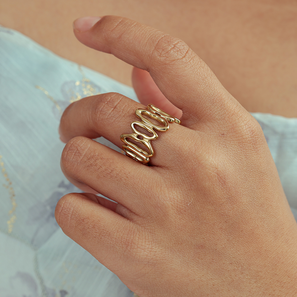 Adjustable irregularly shaped elliptical stainless steel ring    