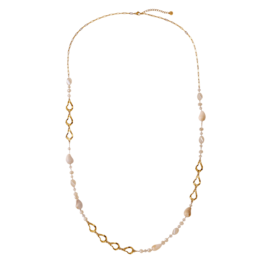 97cm resin drop and gold drop stainless steel necklace     