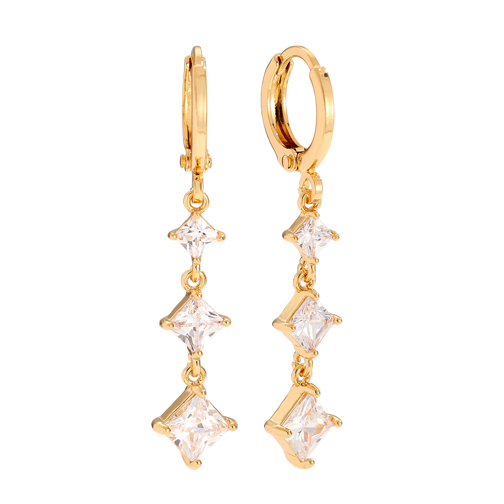 3.9cm Diamond Cubes Gold-plated Earrings      