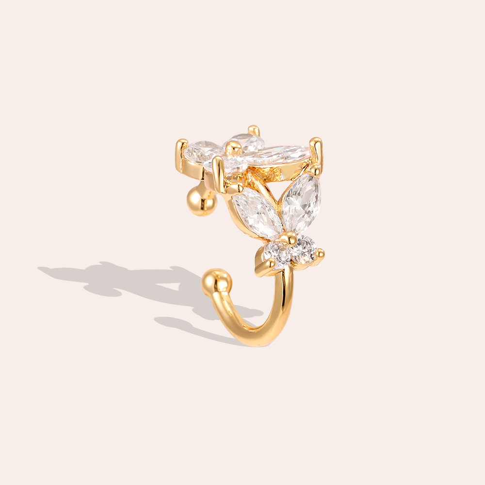 Gold-plated ear cuffs 15mm zirconia butterfly