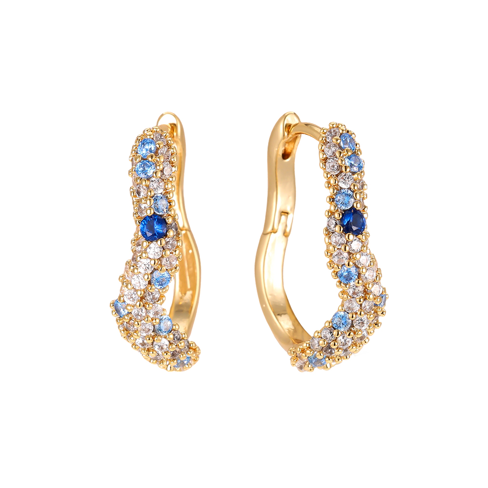 20mm Zirconia Soft Wave Gold-Plated Earrings    