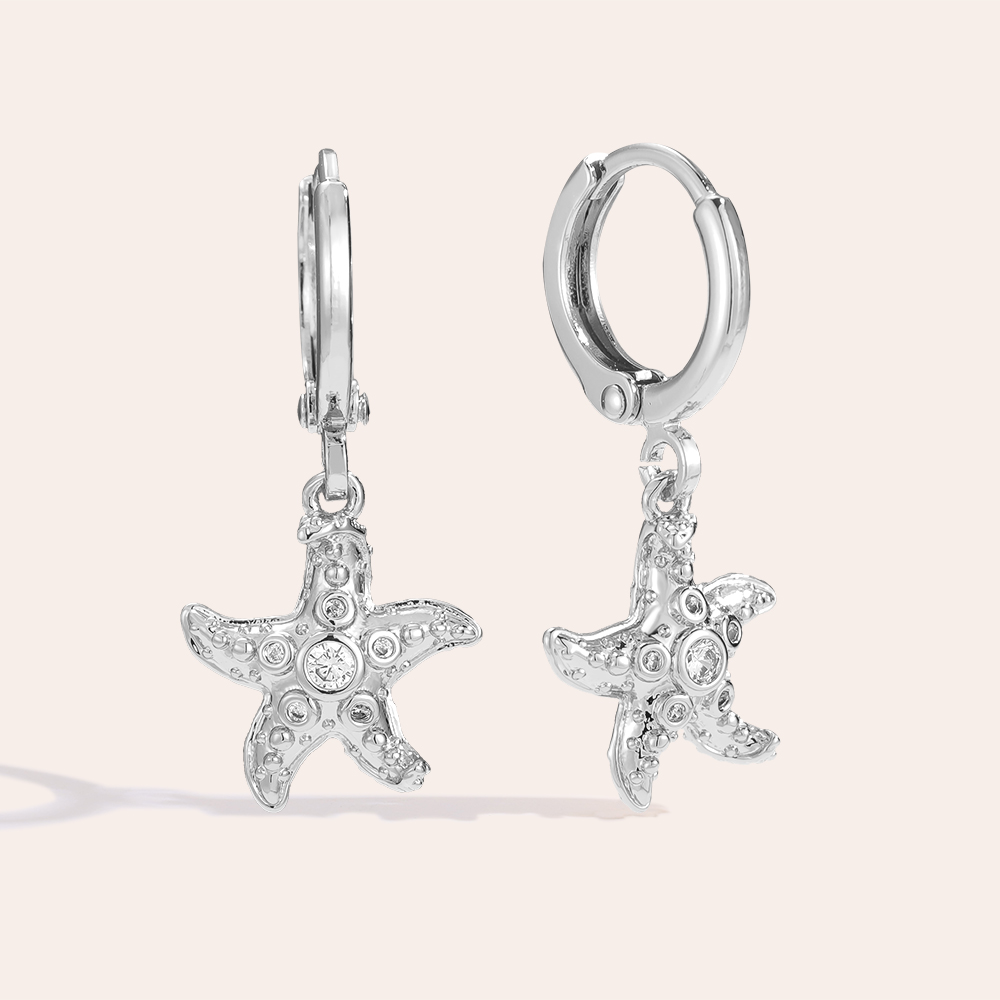 26mm Cute Star Diamond Gold Plated Earrings