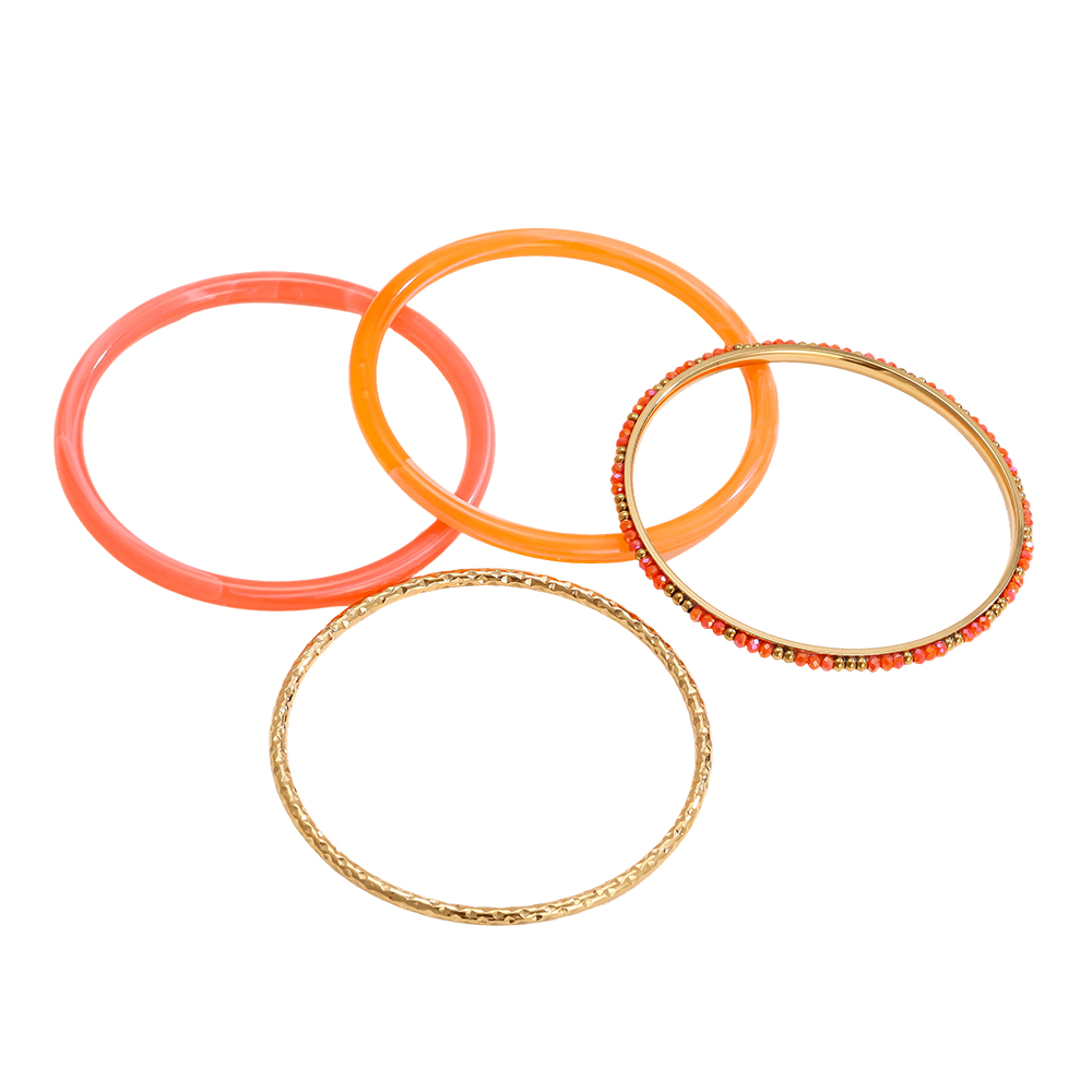 6.5cm wide 4-piece acrylic stainless steel bangle set 
