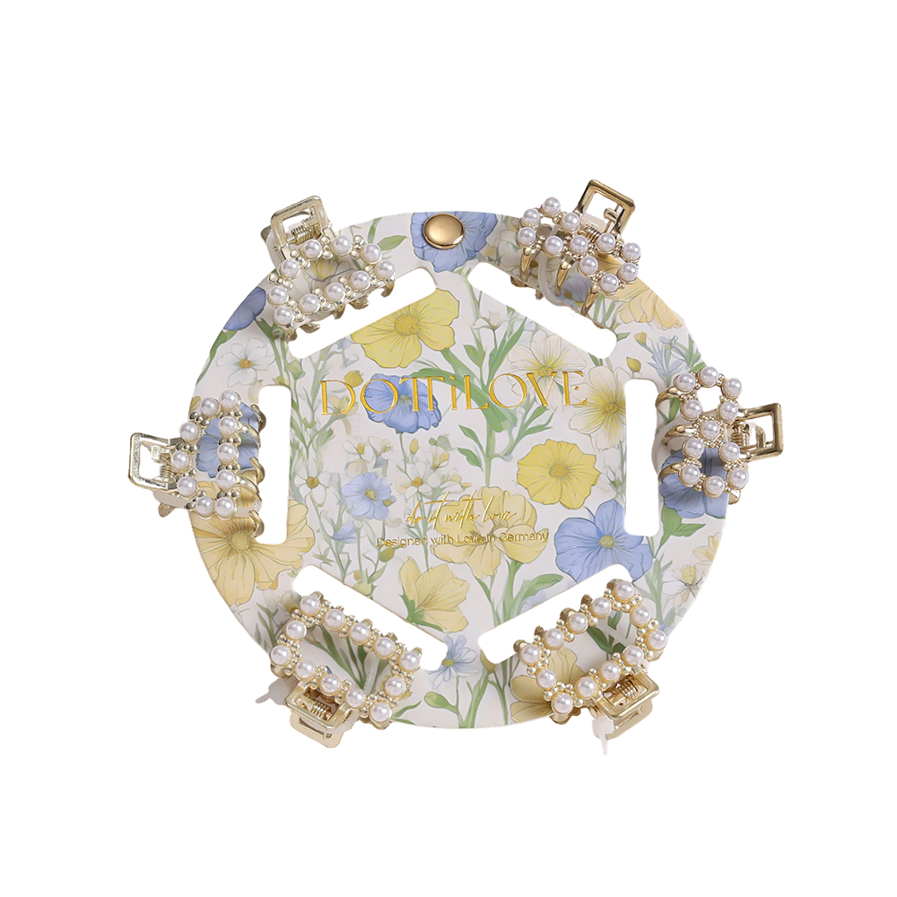 2.5cm 6 pcs. Small pearl hair clip set
