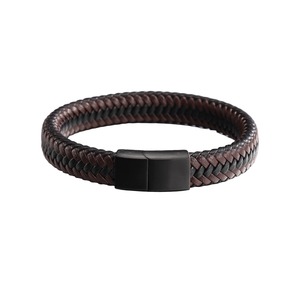  Stainless steel bracelet with a woven PU finish