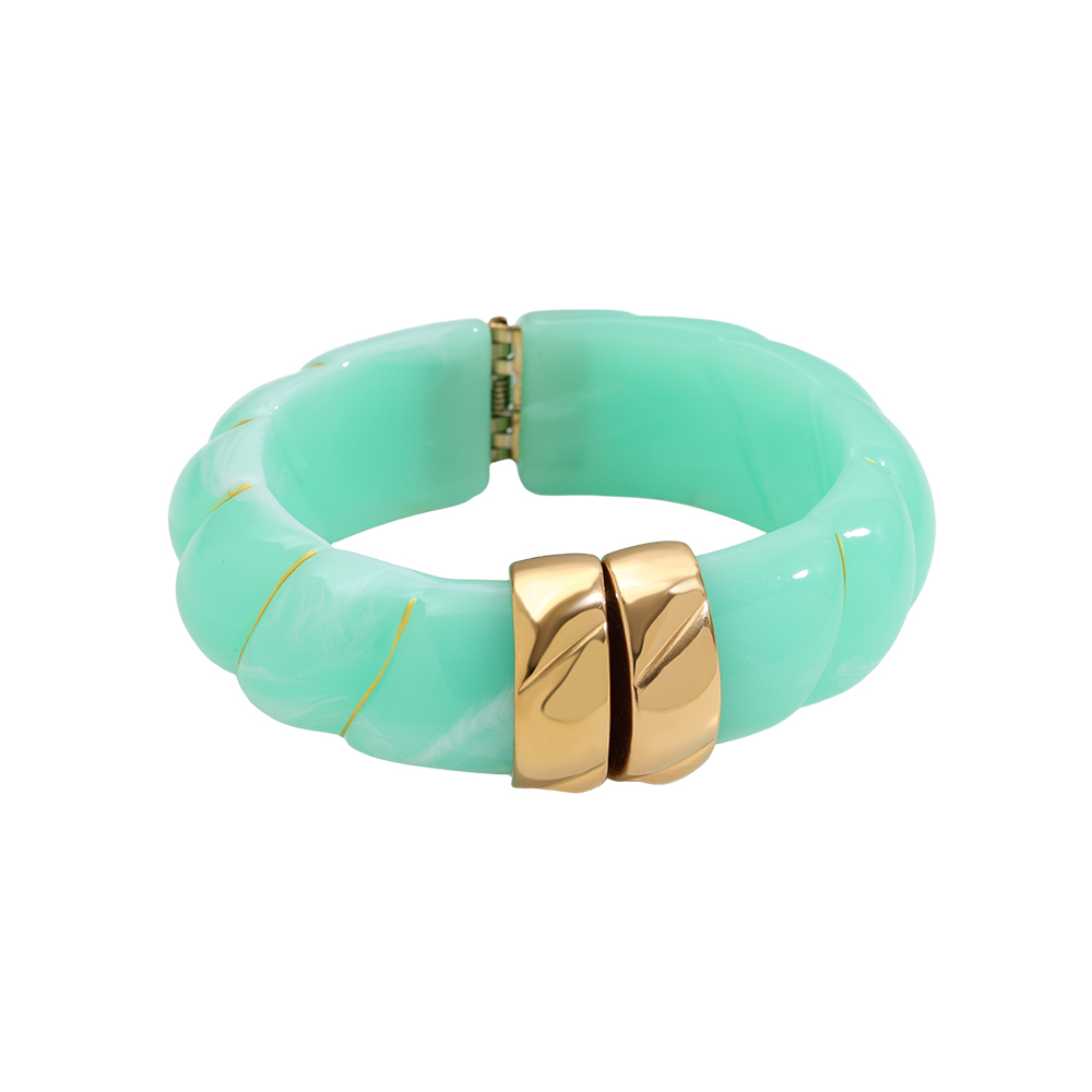 Cloud Round Chunky Resin Stainless Steel Bangle    