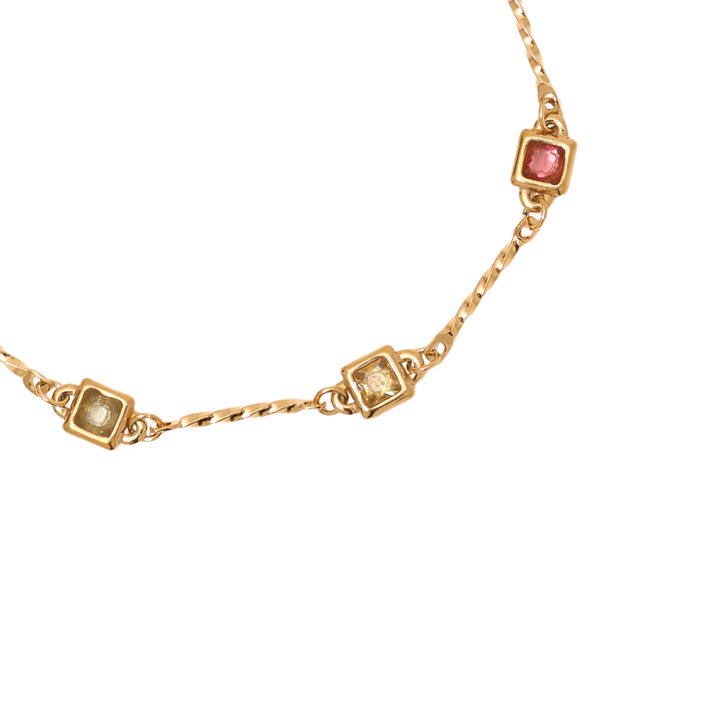 16.5cm square zirconia stone stainless steel bracelet 