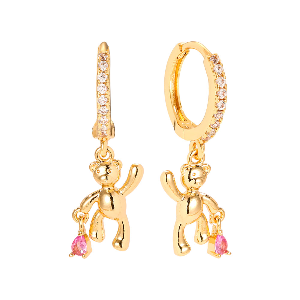 3cm Hello Bear gold-plated earrings   