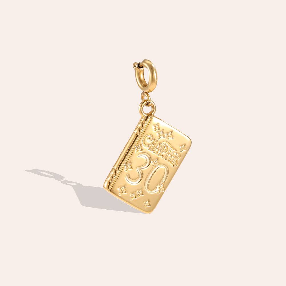 16mm stainless steel pendant: golden book with spring clasp    