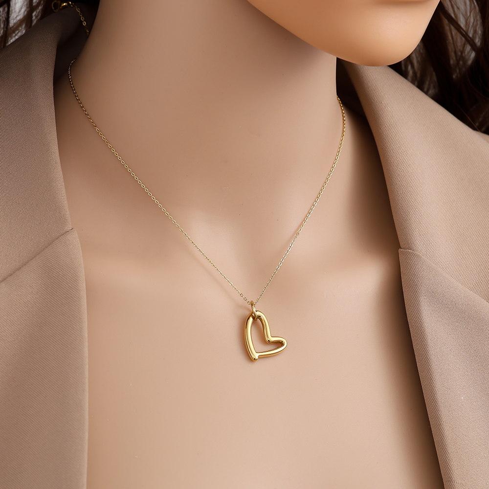 39cm Fine Heart stainless steel necklace     