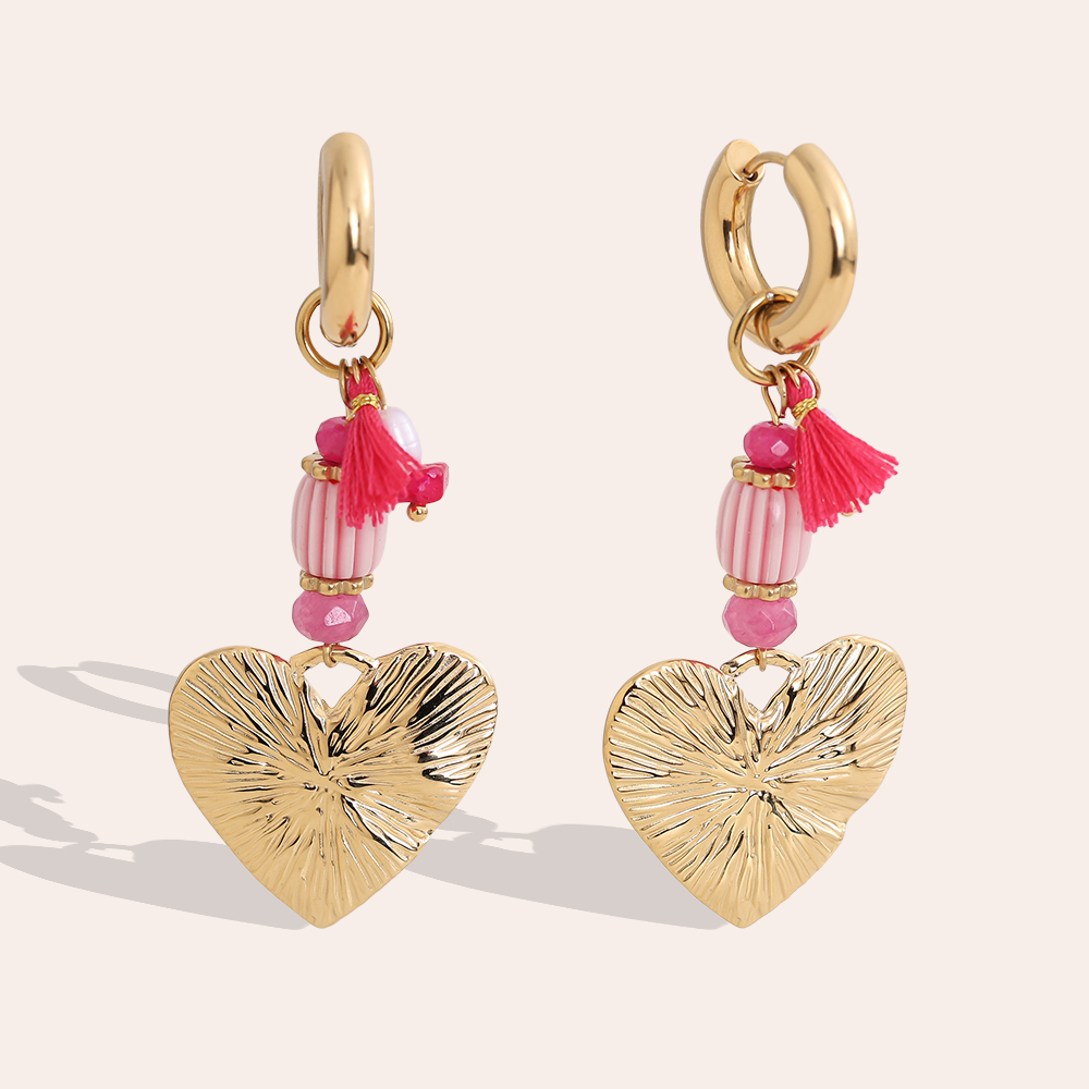 60*25mm ceramic heart stainless steel earrings 